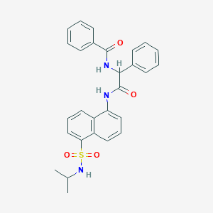 molecular formula C28H27N3O4S B326678 N-[2-({5-[(isopropylamino)sulfonyl]-1-naphthyl}amino)-2-oxo-1-phenylethyl]benzamide 