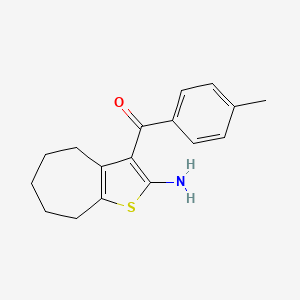 molecular formula C17H19NOS B3266810 3-(4-methylbenzoyl)-4H,5H,6H,7H,8H-cyclohepta[b]thiophen-2-amine CAS No. 436093-45-7