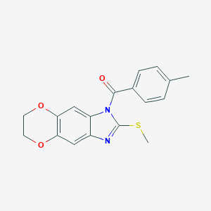(4-Methylphenyl)-(2-methylsulfanyl-6,7-dihydro-[1,4]dioxino[2,3-f]benzimidazol-3-yl)methanone