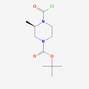 molecular formula C11H19ClN2O3 B3266850 (R)1-chlorocarbonyl-2-methyl-4-tert-butoxycarbonylpiperazine CAS No. 438050-54-5
