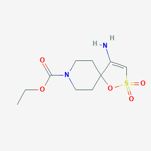 molecular formula C10H16N2O5S B326687 Ethyl 4-amino-1-oxa-2-thia-8-azaspiro[4.5]dec-3-ene-8-carboxylate 2,2-dioxide 