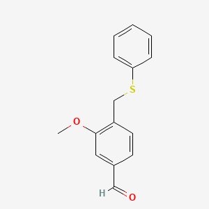 molecular formula C15H14O2S B3266885 3-甲氧基-4-[(苯硫基)甲基]苯甲醛 CAS No. 438532-51-5