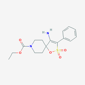 molecular formula C16H20N2O5S B326689 3-Phenyl-4-amino-8-(ethoxycarbonyl)-1-oxa-2-thia-8-azaspiro[4.5]decane-3-ene 2,2-dioxide 