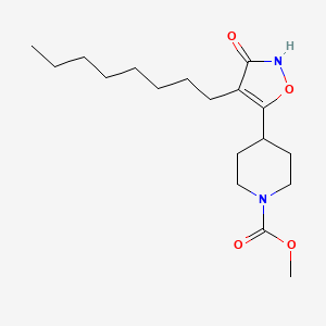 molecular formula C18H30N2O4 B3266979 Methyl 4-(3-hydroxy-4-octylisoxazol-5-yl)piperidine-1-carboxylate CAS No. 439944-63-5