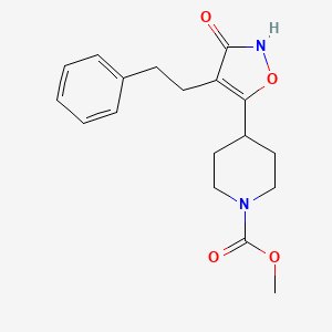 molecular formula C18H22N2O4 B3266983 Methyl 4-(3-hydroxy-4-phenethylisoxazol-5-yl)piperidine-1-carboxylate CAS No. 439944-64-6