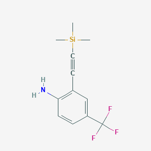 molecular formula C12H14F3NSi B3267031 Benzenamine, 4-(trifluoromethyl)-2-[2-(trimethylsilyl)ethynyl]- CAS No. 440363-04-2