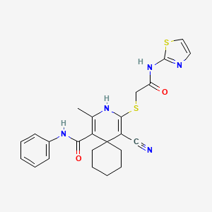 5-cyano-2-methyl-4-((2-oxo-2-(thiazol-2-ylamino)ethyl)thio)-N-phenyl-3-azaspiro[5.5]undeca-1,4-diene-1-carboxamide