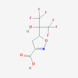 molecular formula C7H5F6NO4 B3267162 5-(1,1,1,3,3,3-Hexafluoro-2-hydroxypropan-2-yl)-4,5-dihydroisoxazole-3-carboxylic acid CAS No. 444342-51-2