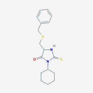 molecular formula C17H22N2OS2 B326728 5-[(Benzylsulfanyl)methyl]-3-cyclohexyl-2-thioxo-4-imidazolidinone 