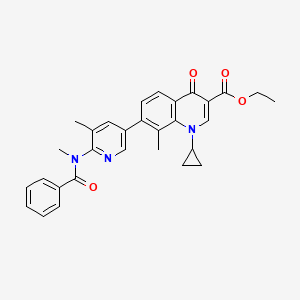 molecular formula C30H29N3O4 B3267296 3-Quinolinecarboxylic acid, 7-[6-(benzoylmethylamino)-5-methyl-3-pyridinyl]-1-cyclopropyl-1,4-dihydro-8-methyl-4-oxo-, ethyl ester CAS No. 446299-90-7