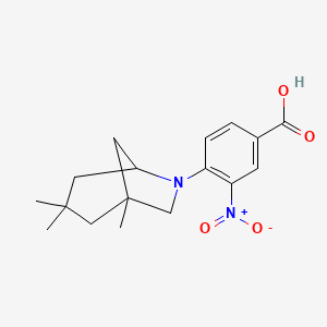 molecular formula C17H22N2O4 B3267321 3-Nitro-4-(1,3,3-trimethyl-6-azabicyclo[3.2.1]oct-6-yl)benzoic acid CAS No. 447413-51-6