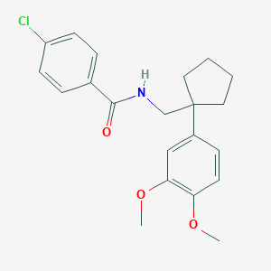 molecular formula C21H24ClNO3 B326745 4-chloro-N-{[1-(3,4-dimethoxyphenyl)cyclopentyl]methyl}benzamide 