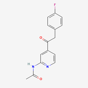 molecular formula C15H13FN2O2 B3267483 2-(4-Fluorophenyl)-1-(2-acetamido-4-pyridyl)ethanone CAS No. 452056-81-4
