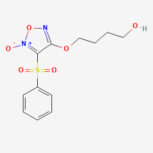 molecular formula C12H14N2O6S B3267491 4-{[4-(Benzenesulfonyl)-5-oxo-1,2,5lambda~5~-oxadiazol-3-yl]oxy}butan-1-ol CAS No. 452095-47-5