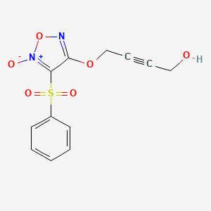 molecular formula C12H10N2O6S B3267496 4-{[4-(Benzenesulfonyl)-5-oxo-1,2,5lambda~5~-oxadiazol-3-yl]oxy}but-2-yn-1-ol CAS No. 452095-56-6