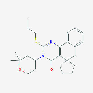 3-(2,2-dimethyloxan-4-yl)-2-propylsulfanylspiro[6H-benzo[h]quinazoline-5,1'-cyclopentane]-4-one