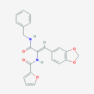 molecular formula C22H18N2O5 B326769 N-{2-(1,3-benzodioxol-5-yl)-1-[(benzylamino)carbonyl]vinyl}-2-furamide 