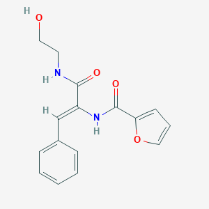 molecular formula C16H16N2O4 B326771 N-(1-{[(2-hydroxyethyl)amino]carbonyl}-2-phenylvinyl)-2-furamide 