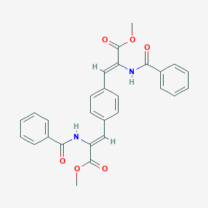molecular formula C28H24N2O6 B326781 Methyl 2-(benzoylamino)-3-{4-[2-(benzoylamino)-3-methoxy-3-oxo-1-propenyl]phenyl}acrylate 