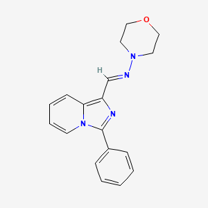 molecular formula C18H18N4O B3267824 Morpholino-[(3-phenylimidazo[1,5-a]pyridin-1-yl)methylene]amine CAS No. 468073-96-3