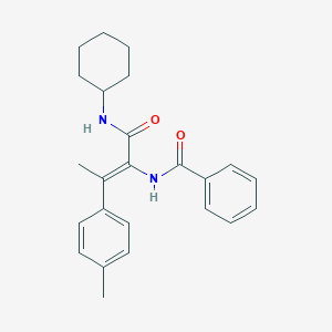 molecular formula C24H28N2O2 B326783 N-[1-[(cyclohexylamino)carbonyl]-2-(4-methylphenyl)-1-propenyl]benzamide 