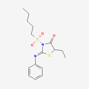 molecular formula C16H22N2O3S2 B3267835 (Z)-5-ethyl-3-(pentylsulfonyl)-2-(phenylimino)thiazolidin-4-one CAS No. 468079-54-1