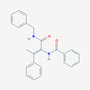 molecular formula C24H22N2O2 B326784 N-{1-[(benzylamino)carbonyl]-2-phenyl-1-propenyl}benzamide 