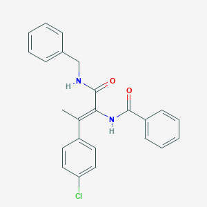 molecular formula C24H21ClN2O2 B326787 N-[1-[(benzylamino)carbonyl]-2-(4-chlorophenyl)-1-propenyl]benzamide 