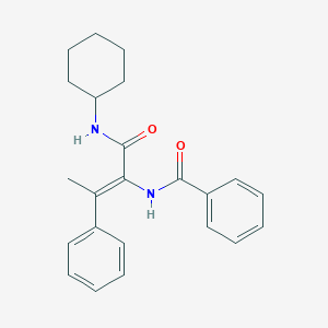 molecular formula C23H26N2O2 B326788 N-{1-[(cyclohexylamino)carbonyl]-2-phenyl-1-propenyl}benzamide 