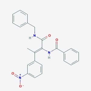 molecular formula C24H21N3O4 B326790 N-(1-[(benzylamino)carbonyl]-2-{3-nitrophenyl}-1-propenyl)benzamide 