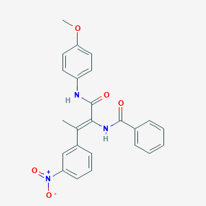 molecular formula C24H21N3O5 B326792 N-{2-{3-nitrophenyl}-1-[(4-methoxyanilino)carbonyl]-1-propenyl}benzamide 