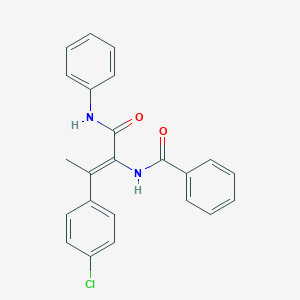 molecular formula C23H19ClN2O2 B326794 N-[1-(anilinocarbonyl)-2-(4-chlorophenyl)-1-propenyl]benzamide 