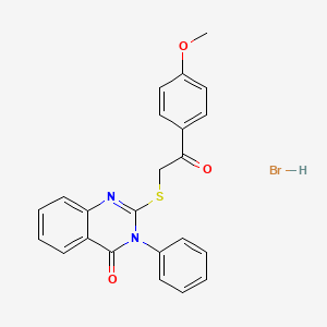 molecular formula C23H19BrN2O3S B3268061 2-{[2-(4-Methoxyphenyl)-2-oxoethyl]sulfanyl}-3-phenyl-3,4-dihydroquinazolin-4-one hydrobromide CAS No. 474879-73-7