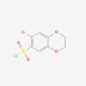 molecular formula C8H6BrClO4S B3268065 7-溴-2,3-二氢-1,4-苯并二恶杂环-6-磺酰氯 CAS No. 474955-66-3
