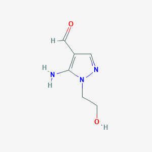 molecular formula C6H9N3O2 B3268068 5-amino-1-(2-hydroxyethyl)-1H-pyrazole-4-carbaldehyde CAS No. 474956-99-5