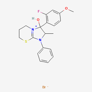 molecular formula C20H22BrFN2O2S B3268094 3-(2-fluoro-4-methoxyphenyl)-3-hydroxy-2-methyl-1-phenyl-2H,3H,5H,6H,7H-1lambda5-imidazo[2,1-b][1,3]thiazin-1-ylium bromide CAS No. 475158-17-9