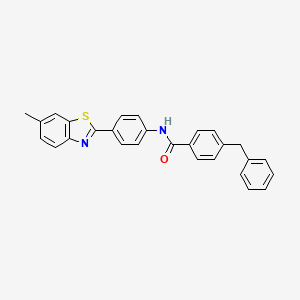 molecular formula C28H22N2OS B3268160 4-benzyl-N-[4-(6-methyl-1,3-benzothiazol-2-yl)phenyl]benzamide CAS No. 476284-33-0