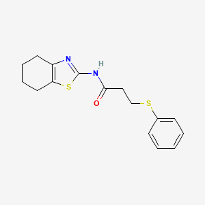 molecular formula C16H18N2OS2 B3268169 3-(phenylsulfanyl)-N-(4,5,6,7-tetrahydro-1,3-benzothiazol-2-yl)propanamide CAS No. 476307-28-5