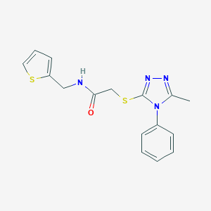 molecular formula C16H16N4OS2 B326818 2-[(5-methyl-4-phenyl-4H-1,2,4-triazol-3-yl)thio]-N-(2-thienylmethyl)acetamide 