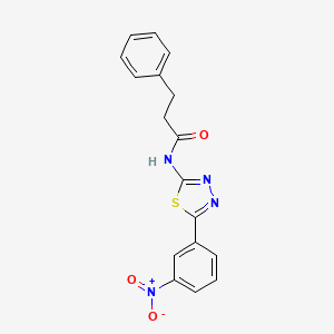 molecular formula C17H14N4O3S B3268186 N-[5-(3-nitrophenyl)-1,3,4-thiadiazol-2-yl]-3-phenylpropanamide CAS No. 476463-22-6