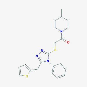 molecular formula C21H24N4OS2 B326820 2-(4-methyl-1-piperidinyl)-2-oxoethyl 4-phenyl-5-(2-thienylmethyl)-4H-1,2,4-triazol-3-yl sulfide 