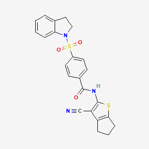 N-(3-cyano-5,6-dihydro-4H-cyclopenta[b]thiophen-2-yl)-4-(indolin-1-ylsulfonyl)benzamide
