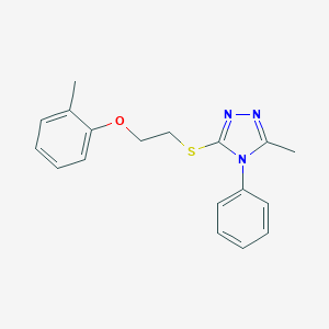 molecular formula C18H19N3OS B326824 2-methylphenyl2-[(5-methyl-4-phenyl-4H-1,2,4-triazol-3-yl)thio]ethylether 