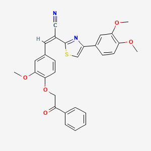 molecular formula C29H24N2O5S B3268255 (2Z)-2-[4-(3,4-dimethoxyphenyl)-1,3-thiazol-2-yl]-3-[3-methoxy-4-(2-oxo-2-phenylethoxy)phenyl]prop-2-enenitrile CAS No. 477296-84-7