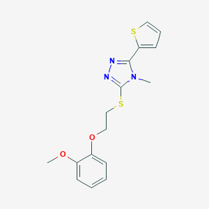 molecular formula C16H17N3O2S2 B326828 3-{[2-(2-methoxyphenoxy)ethyl]sulfanyl}-4-methyl-5-(2-thienyl)-4H-1,2,4-triazole 