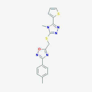 3-(4-methylphenyl)-5-({[4-methyl-5-(2-thienyl)-4H-1,2,4-triazol-3-yl]thio}methyl)-1,2,4-oxadiazole