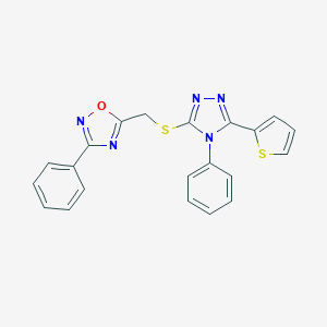 molecular formula C21H15N5OS2 B326835 (3-phenyl-1,2,4-oxadiazol-5-yl)methyl 4-phenyl-5-(2-thienyl)-4H-1,2,4-triazol-3-yl sulfide 