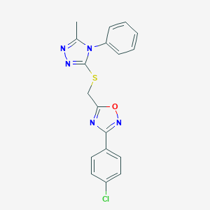 molecular formula C18H14ClN5OS B326841 [3-(4-chlorophenyl)-1,2,4-oxadiazol-5-yl]methyl5-methyl-4-phenyl-4H-1,2,4-triazol-3-ylsulfide 