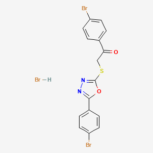 molecular formula C16H11Br3N2O2S B3268418 1-(4-Bromophenyl)-2-((5-(4-bromophenyl)-1,3,4-oxadiazol-2-yl)thio)ethanone hydrobromide CAS No. 479351-93-4