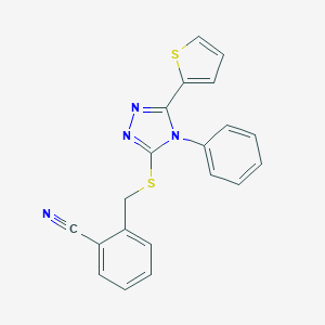 2-({[4-phenyl-5-(2-thienyl)-4H-1,2,4-triazol-3-yl]sulfanyl}methyl)benzonitrile